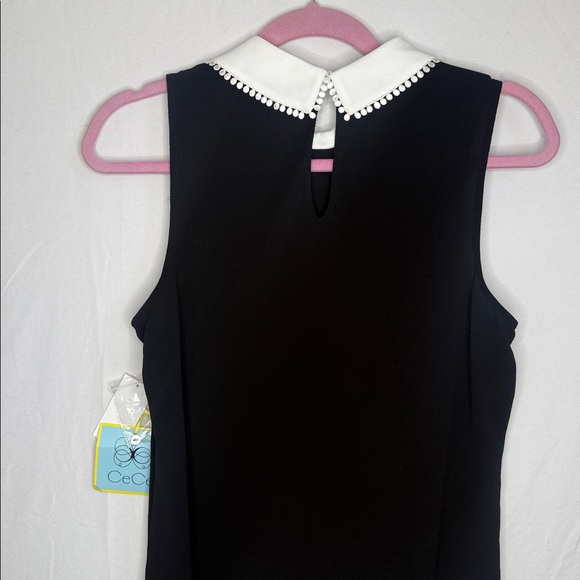 NWT CeCe Black Sleeveless Collared Blouse - Picture 8 of 8